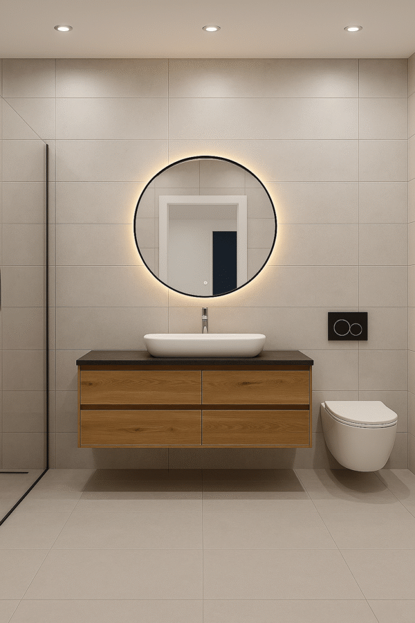 Massief eiken badkamermeubel zwevend met 4 lades