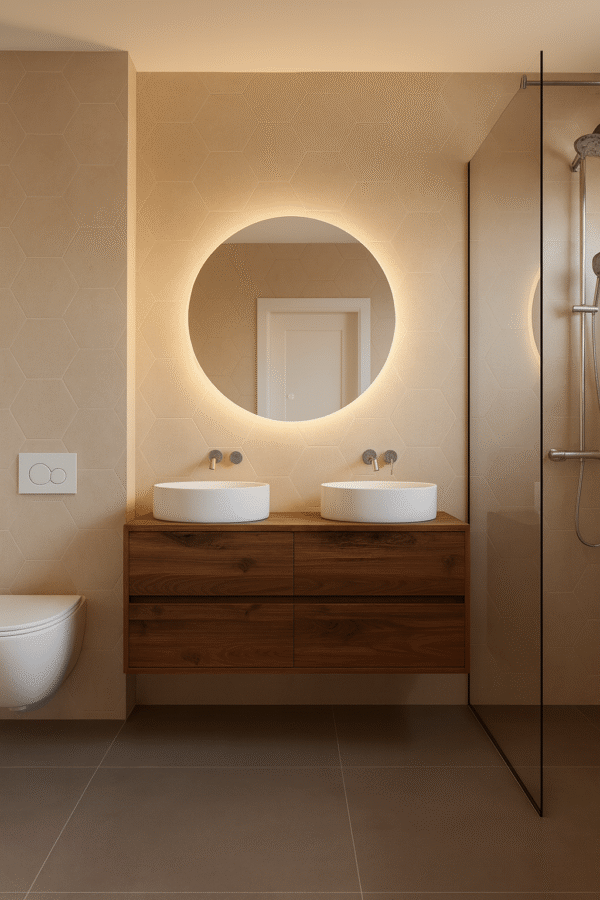 Noten badkamermeubel zwevend met 4 lades | Blaricum