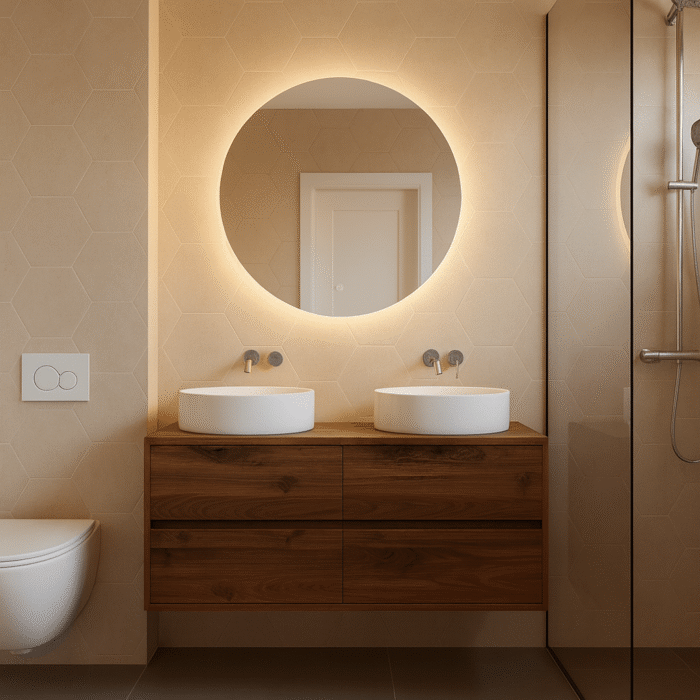 Noten badkamermeubel zwevend met 4 lades | Blaricum