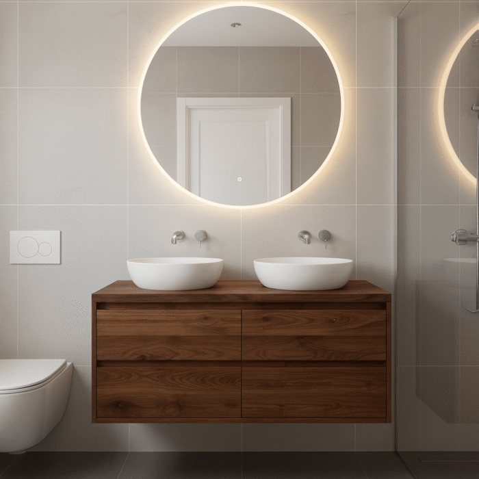 Notenhouten badkamermeubel met 4cm topblad | Amsterdam