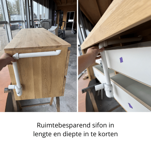 Badkamermeubel met ronde hoeken 2 lades van massief eik - Afbeelding 9