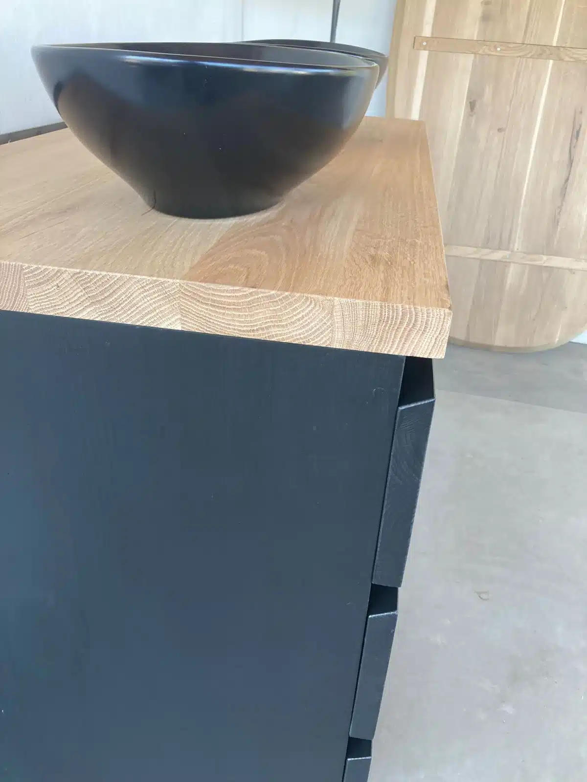 Zwart badkamermeubel eiken topblad met 3 lades | Rotterdam - Afbeelding 3