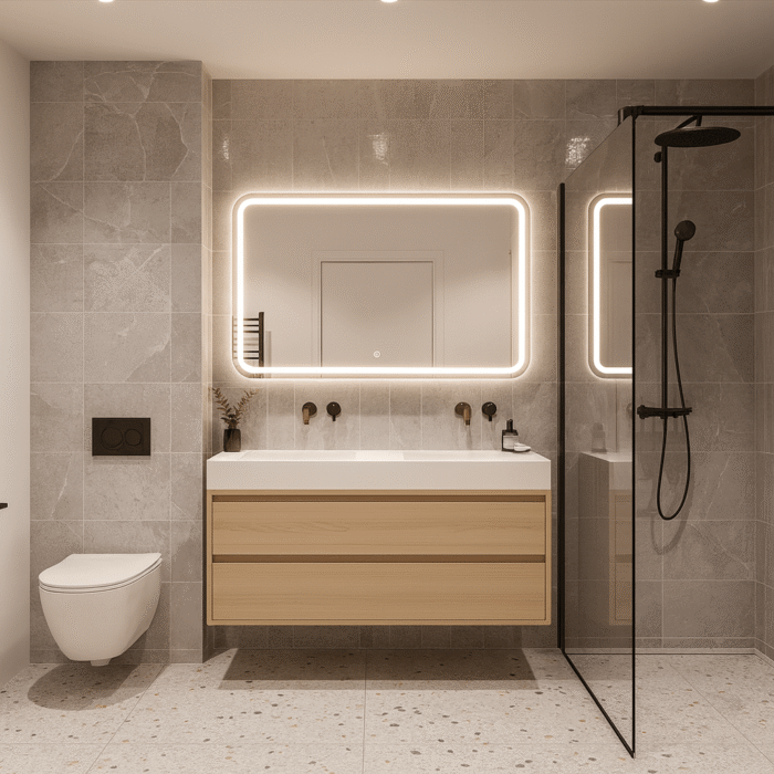 Wastafelmeubel zwevend eiken met 2 lades | Amsterdam