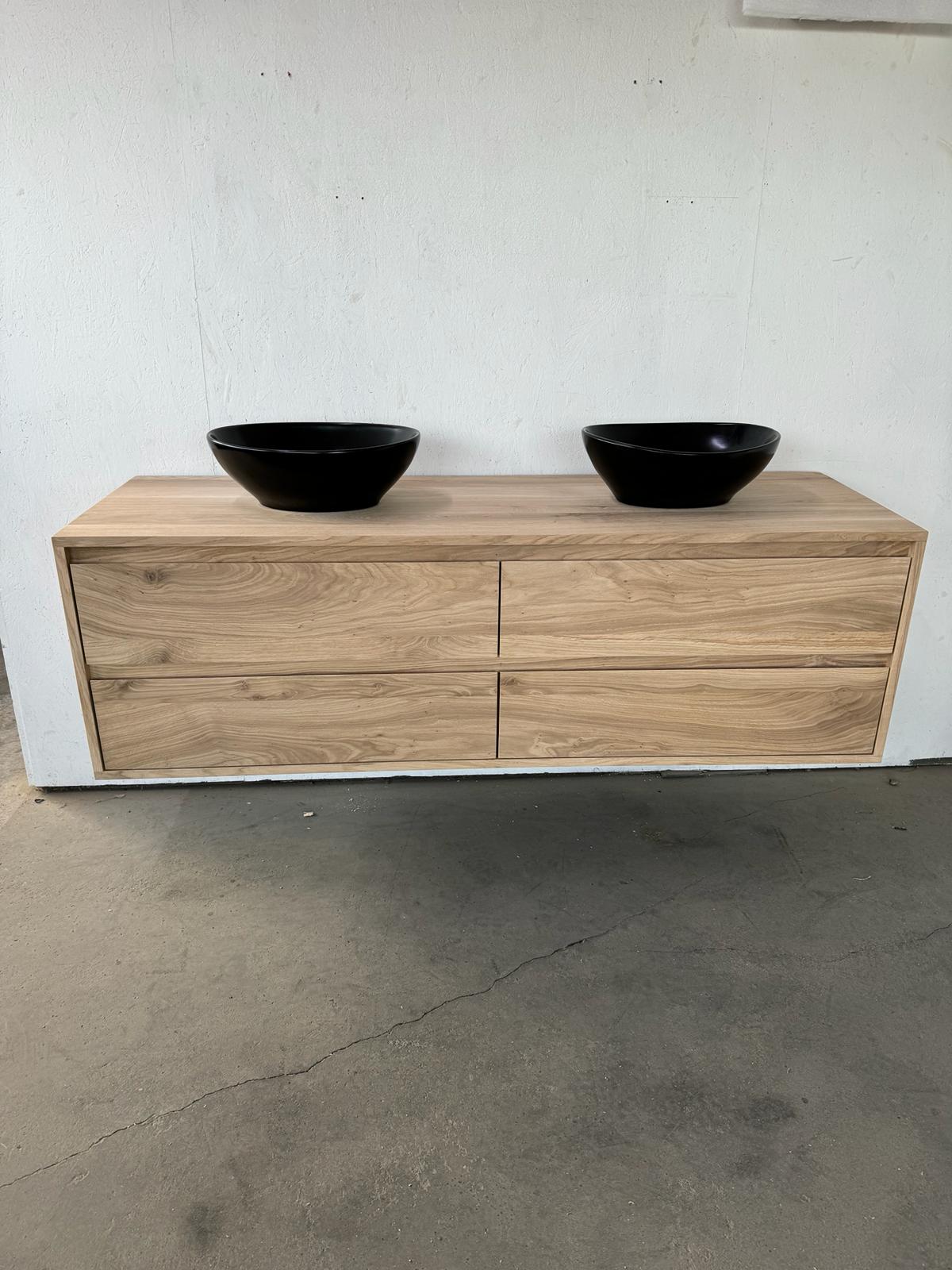 Badkamermeubel massief eikenhout 4 lades | Amsterdam - Afbeelding 4