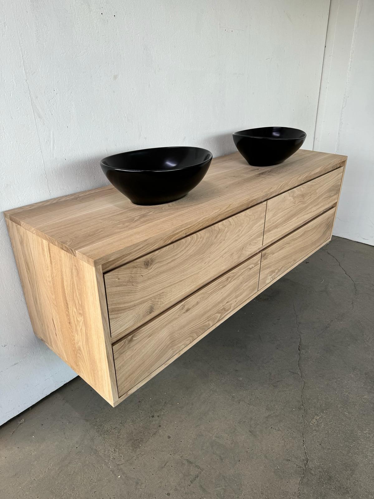 Badkamermeubel massief eikenhout 4 lades | Amsterdam - Afbeelding 5