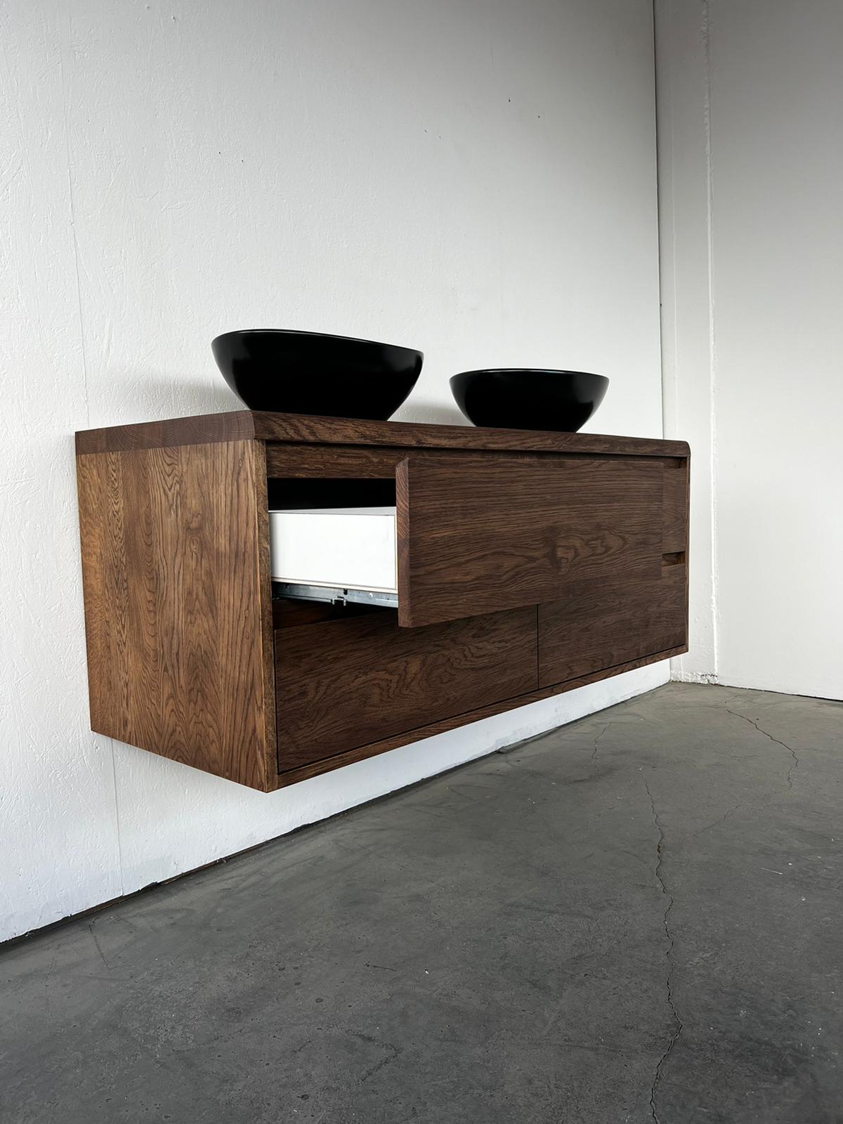 Massief eiken badkamermeubel met boomkant blad | Amsterdam - Afbeelding 3