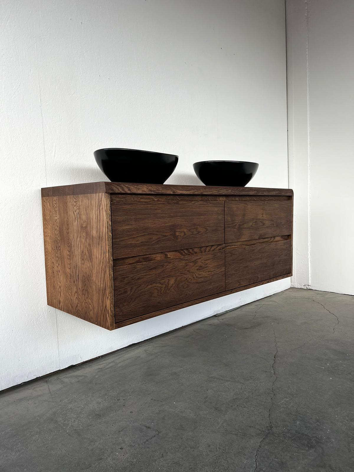 Massief eiken badkamermeubel met boomkant blad | Amsterdam - Afbeelding 2