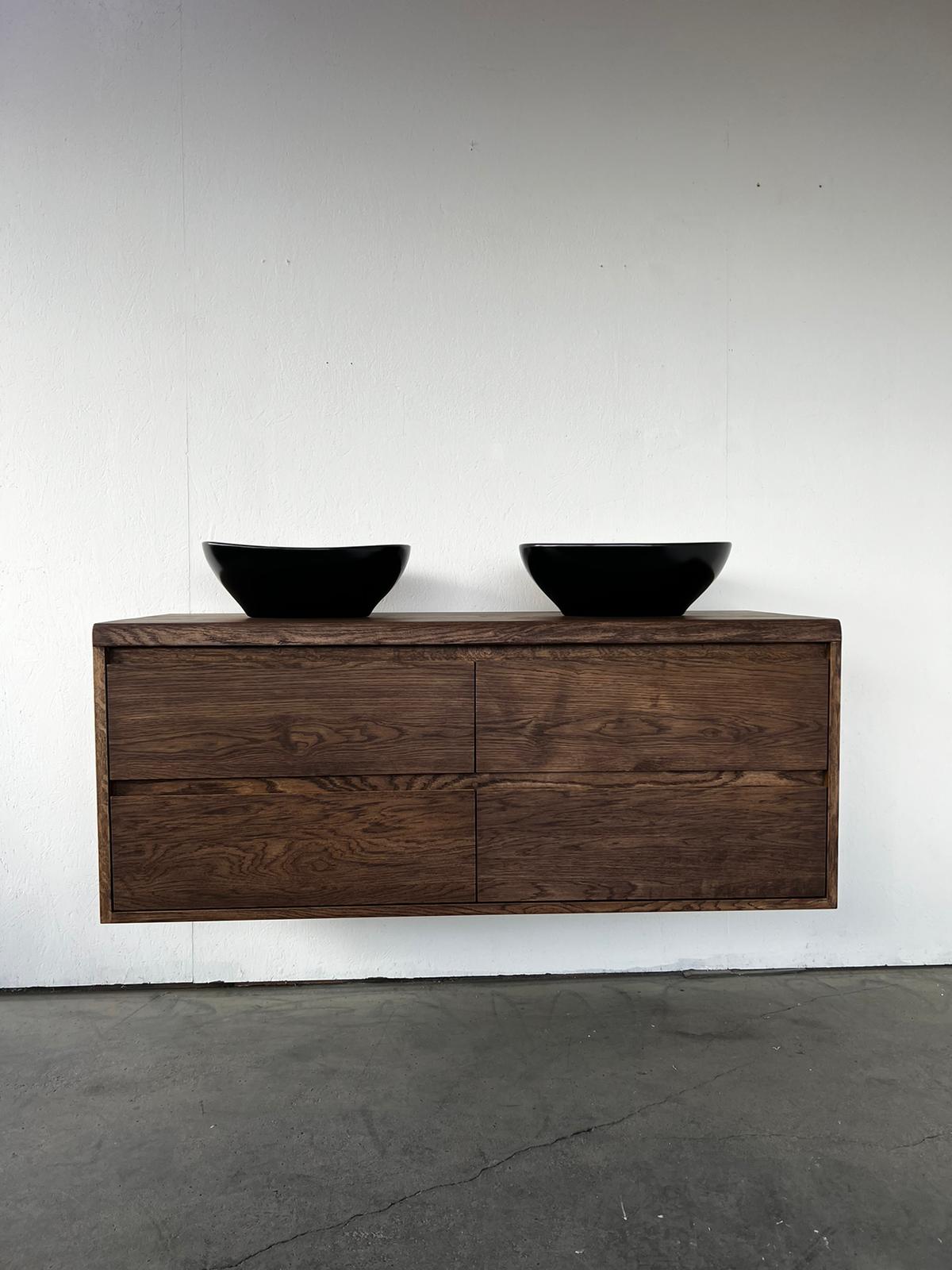 Massief eiken badkamermeubel met boomkant blad | Amsterdam - Afbeelding 4