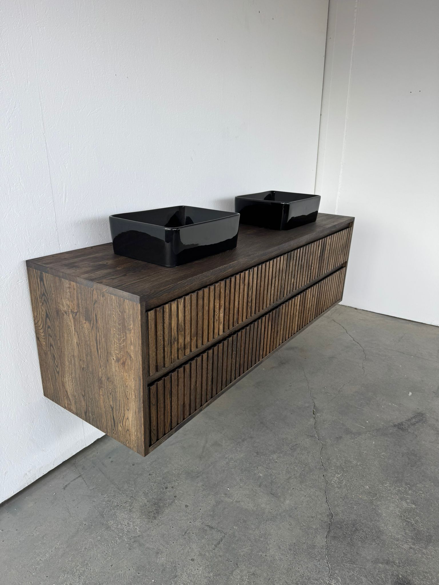 Eiken badkamermeubel met ribfront | Amsterdam - Afbeelding 2