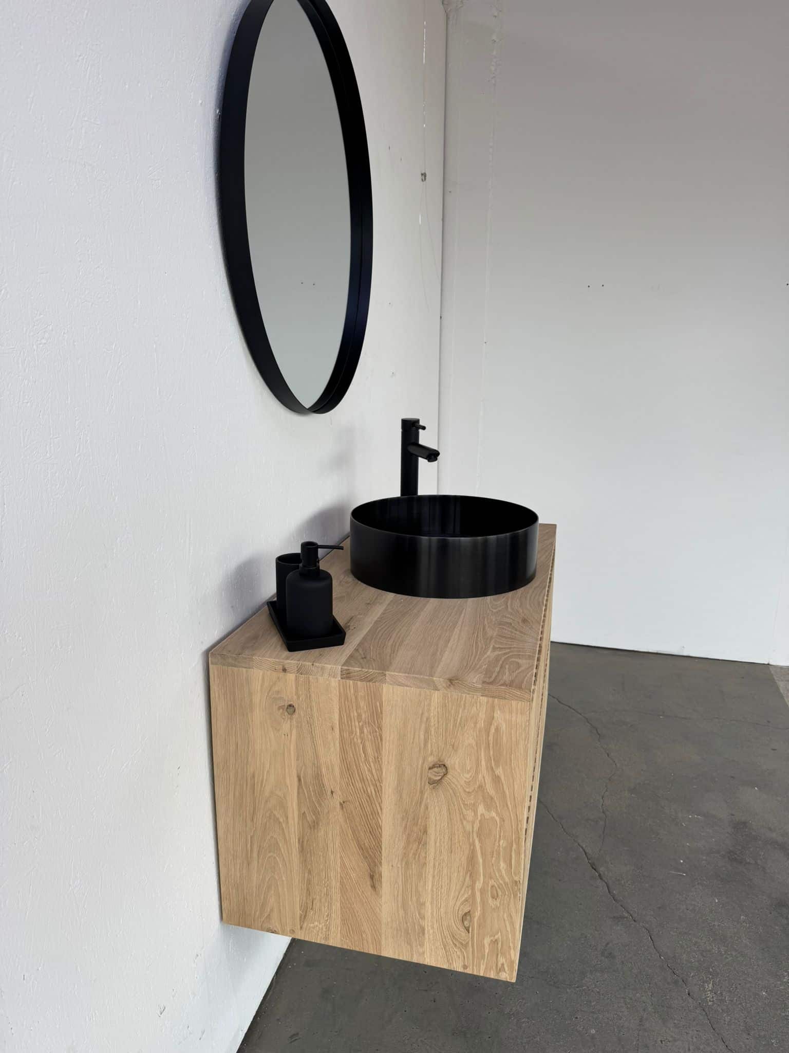 Eiken badmeubel met ribbbelfront 2 lades | Amsterdam - Afbeelding 6