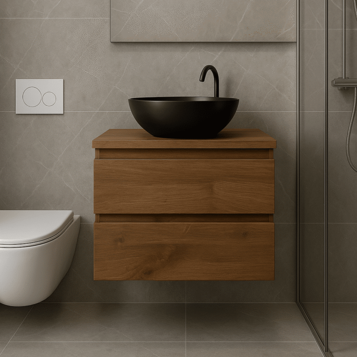 Zwevend badkamermeubel noten | Nijmegen