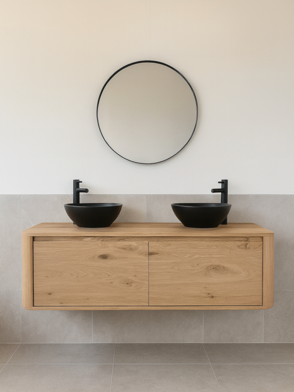 Badkamermeubel met binnenlades en ronde hoeken van Eiken