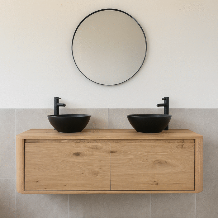 Badkamermeubel met binnenlades en ronde hoeken van Eiken