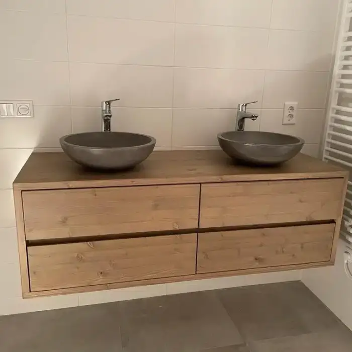 Badkamermeubel 4 lades zwevend oud bruin | Haarlem