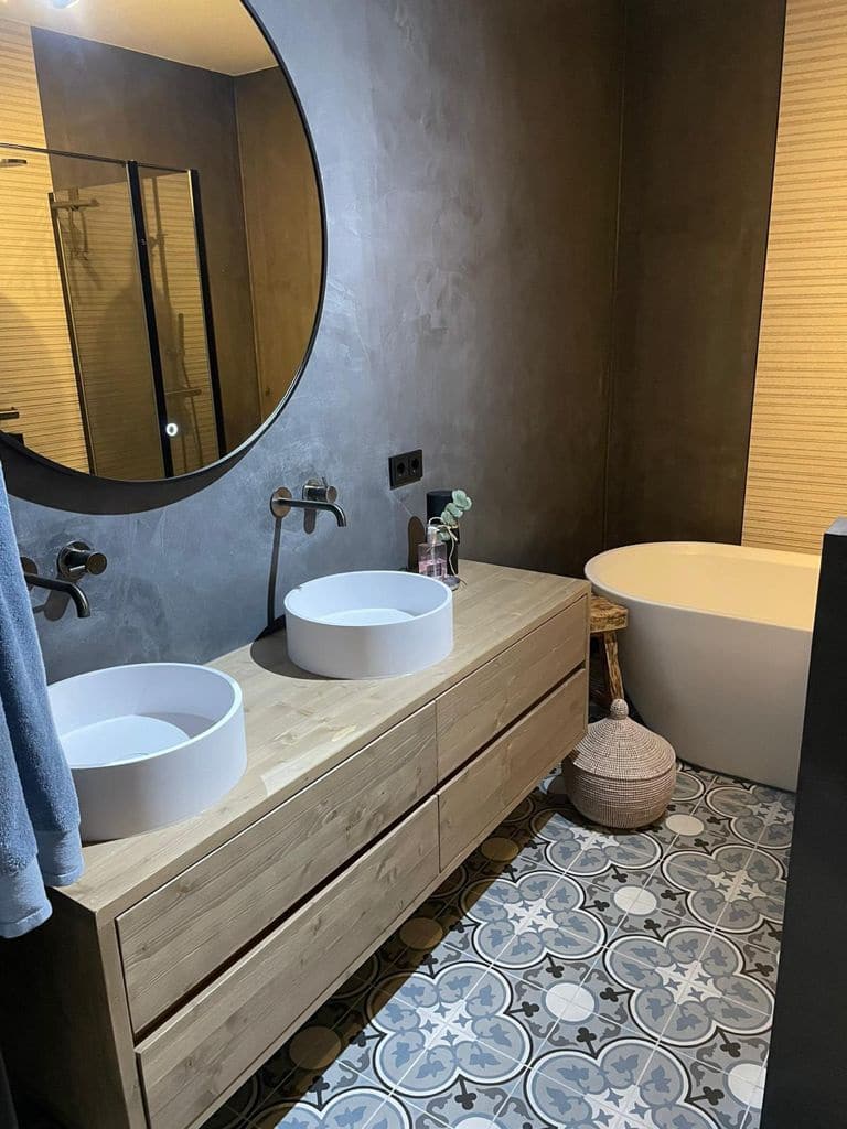 Badkamermeubel 4 lades zwevend oud bruin | Haarlem - Afbeelding 3