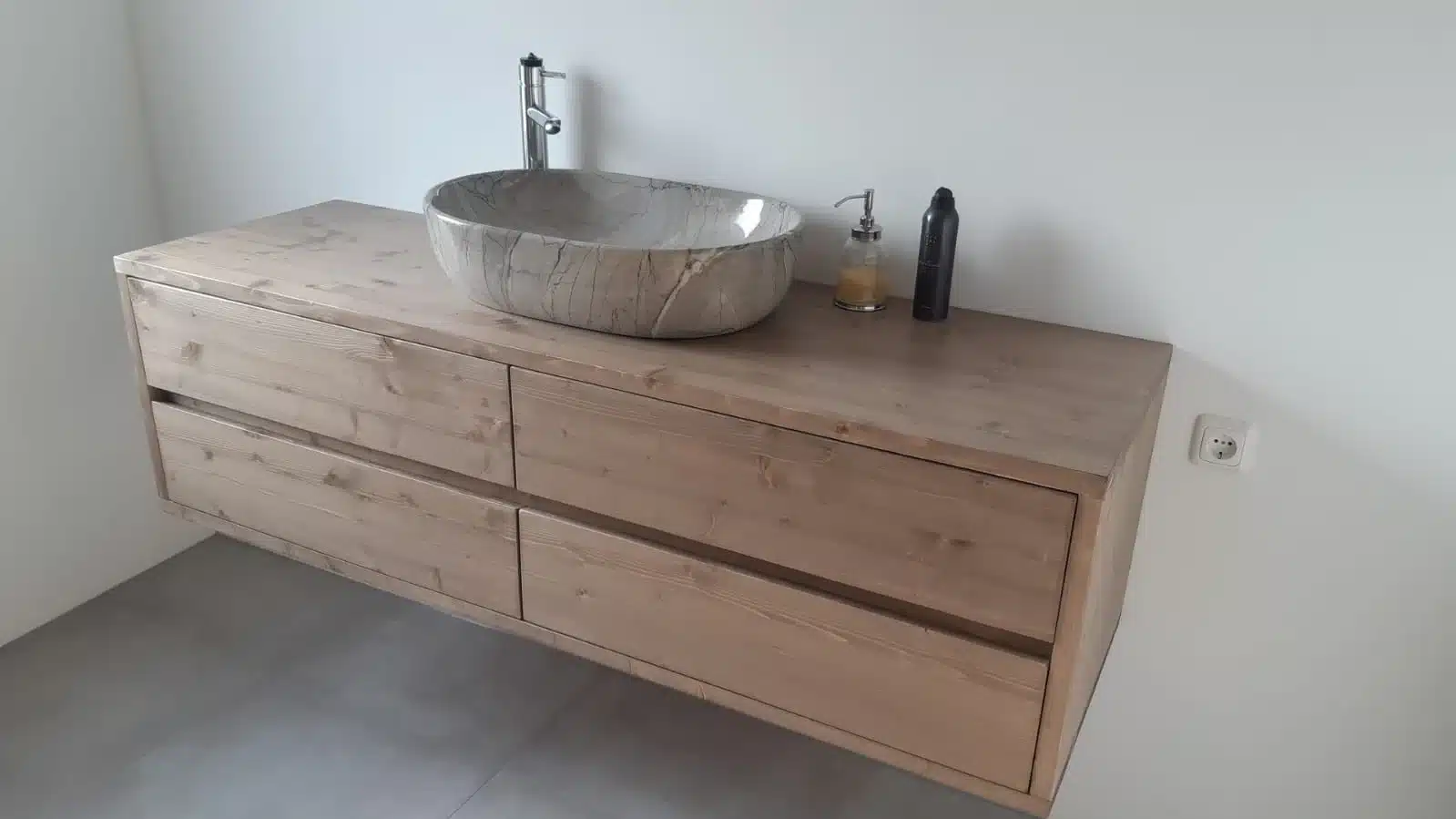 Badkamermeubel 4 lades zwevend oud bruin | Haarlem - Afbeelding 2