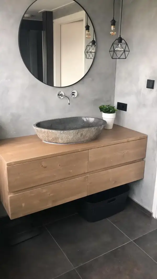 Zwevend badkamermeubel 4 lades oud bruin | Tilburg