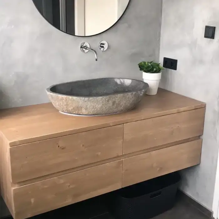 Zwevend badkamermeubel 4 lades oud bruin | Tilburg