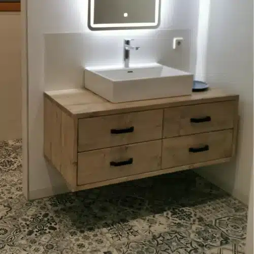 Zwevend badkamermeubel 4 laden met zwarte greepjes | Haarlem - Afbeelding 4